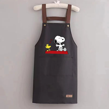 Snoopys Kitchen Apron Waterproof Ladies Men Home Apron Wipeable Oil Resistant Baking Barbecue Restaurant Cafe Aprons Kawaii Gift