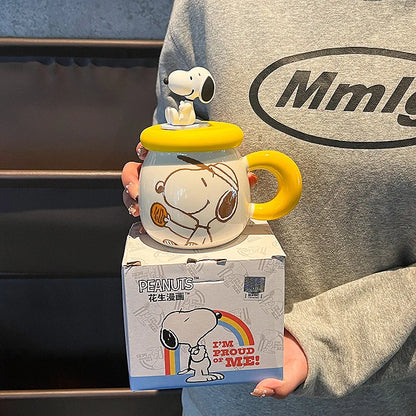 2025 New Ceramic Mug With Straw Snoopy Cup