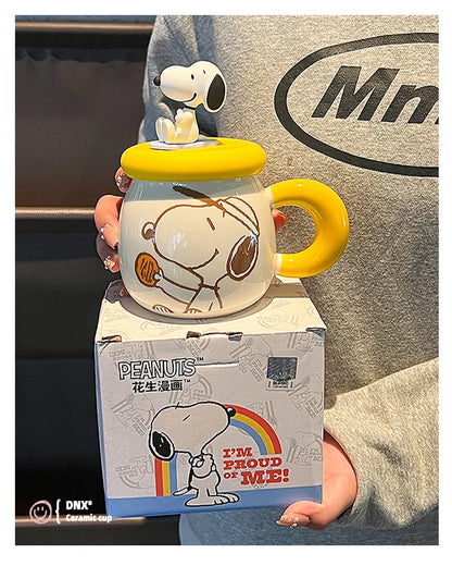 2025 New Ceramic Mug With Straw Snoopy Cup