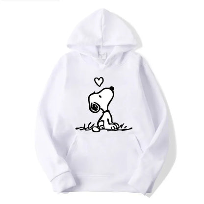 Unisex Fleece Hooded Sweatshirt Pullover Snoopy Hoodie
