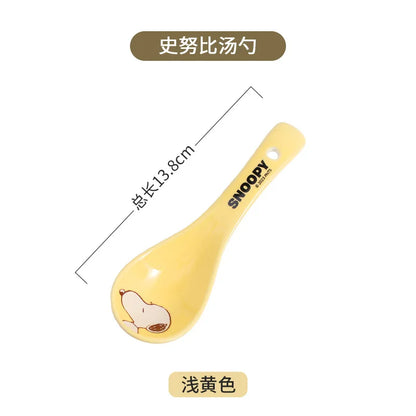 Snoopy Spoon Cartoon Ceramics Spoon Cute Child Snoopy Tableware Spoon Gift Girl Drink Porridge Spoon Hanging Hole Wholesale